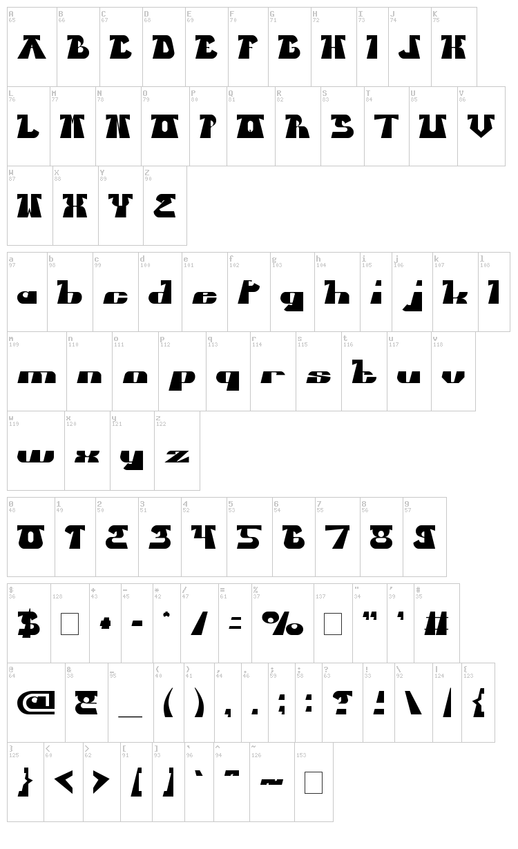 Blues Melody font map